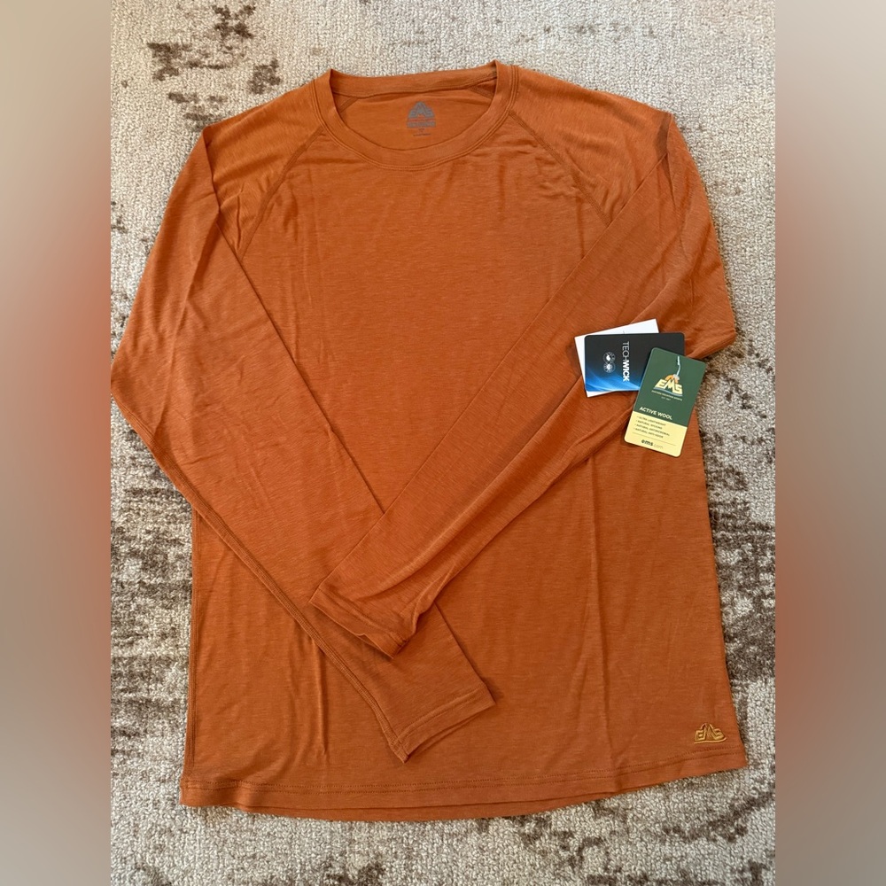Eastern Mountain Sports Men’s Caramel Cafe Long Sleeve Techwick Wool Shirt Large
